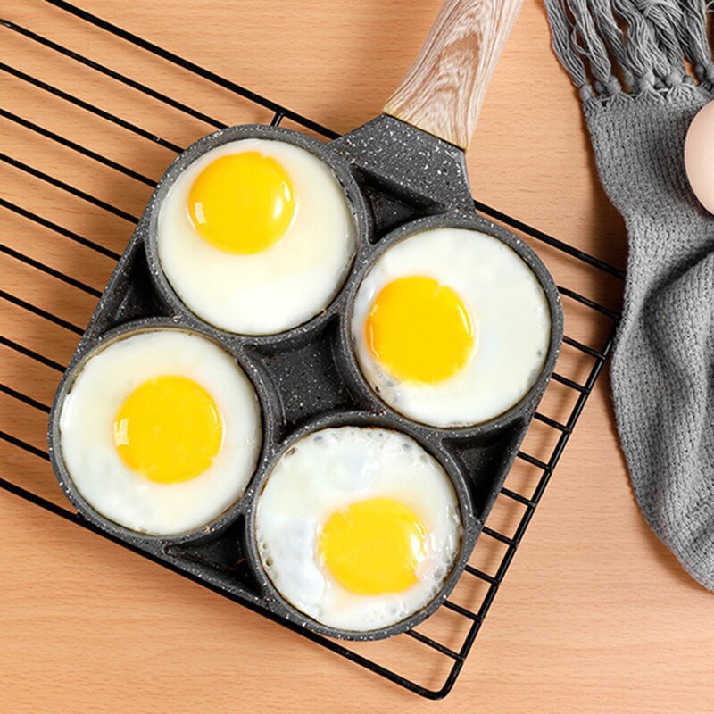 4 Hole Omelet Pan Frying Pot Thickened Nonstick Egg Pancake Steak Cooking Pan Hamburg Bread Breakfast Maker Induction Cookware