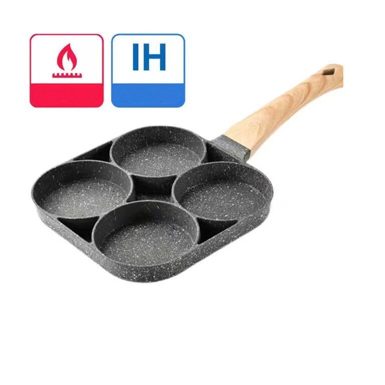 4 Hole Omelet Pan Frying Pot Thickened Nonstick Egg Pancake Steak Cooking Pan Hamburg Bread Breakfast Maker Induction Cookware