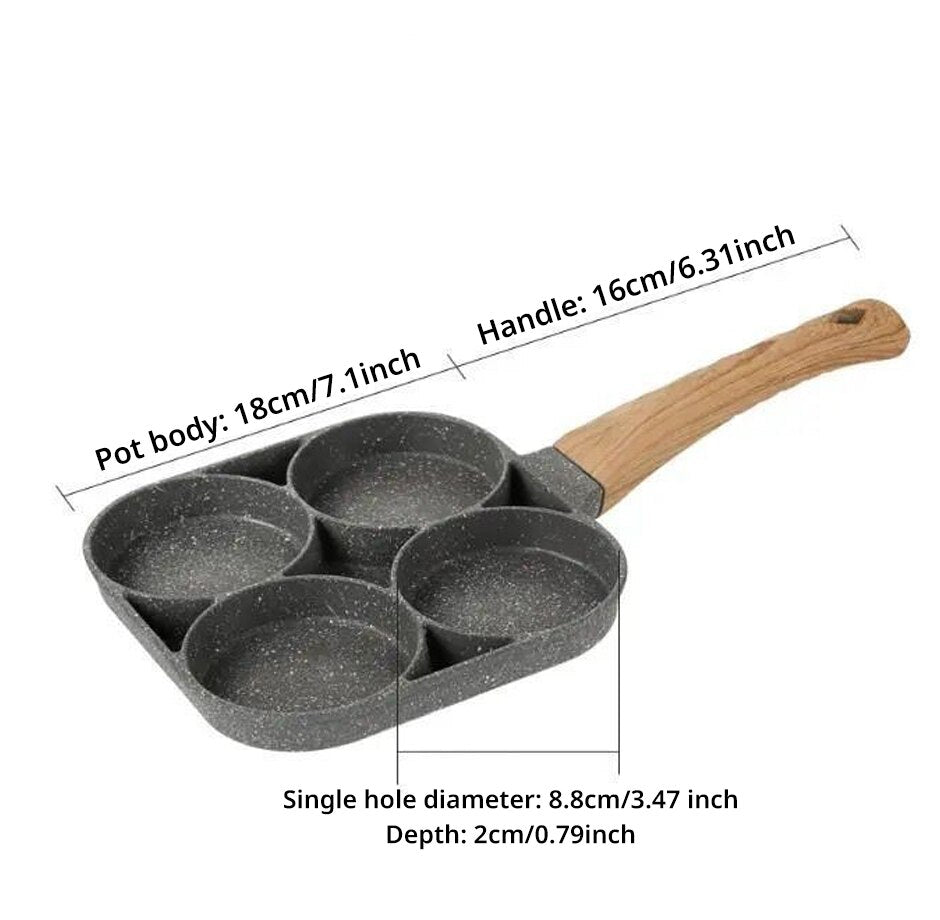 4 Hole Omelet Pan Frying Pot Thickened Nonstick Egg Pancake Steak Cooking Pan Hamburg Bread Breakfast Maker Induction Cookware