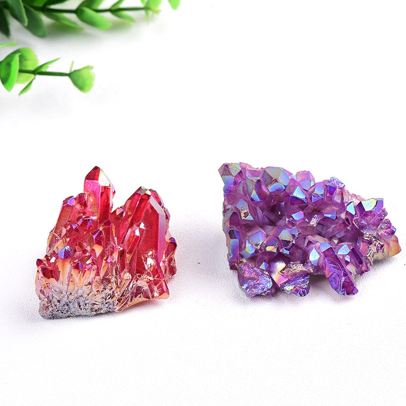 100% Natural Crystal Quartz Electroplated Colourful Column Reiki Mineral Ore Or Ornaments Aquarium Home Décor Healing Stone 1PC