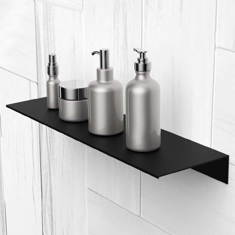 Nordic Bathroom Accessories Space Aluminium Black Bathroom Shelves Kitchen Wall Shelf Shower Storage Rack 30-60cm Length