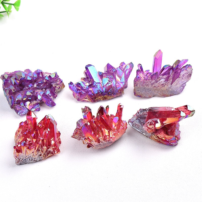 100% Natural Crystal Quartz Electroplated Colourful Column Reiki Mineral Ore Or Ornaments Aquarium Home Décor Healing Stone 1PC