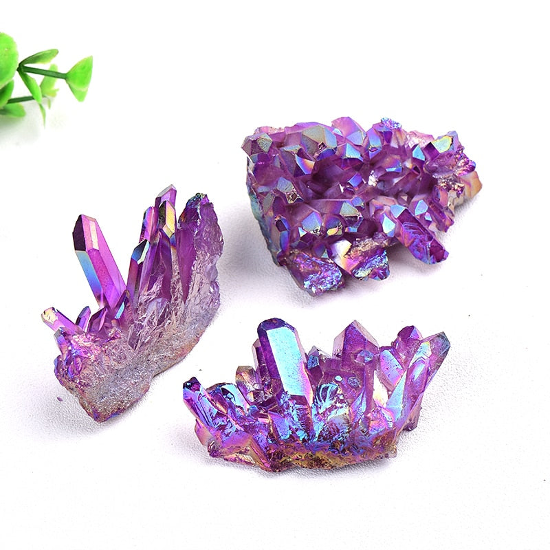 100% Natural Crystal Quartz Electroplated Colourful Column Reiki Mineral Ore Or Ornaments Aquarium Home Décor Healing Stone 1PC