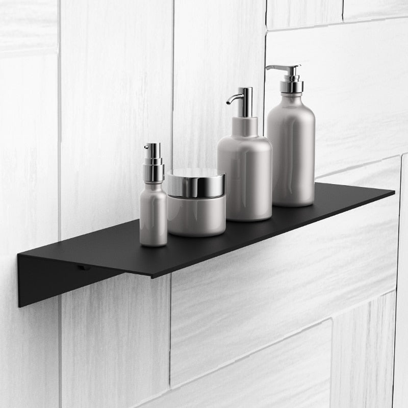 Nordic Bathroom Accessories Space Aluminium Black Bathroom Shelves Kitchen Wall Shelf Shower Storage Rack 30-60cm Length