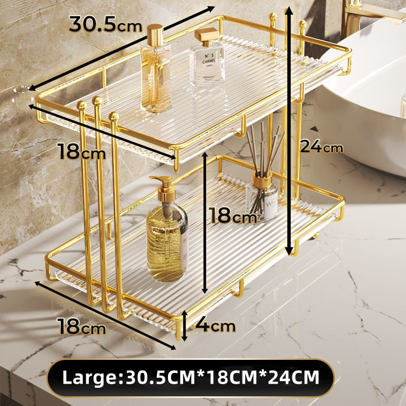 Acrylic Bathroom Storage Holder Metal Skincare Makeup Organizer Rack Cosmetic Shampoo Cabinet Shelf New Arrival