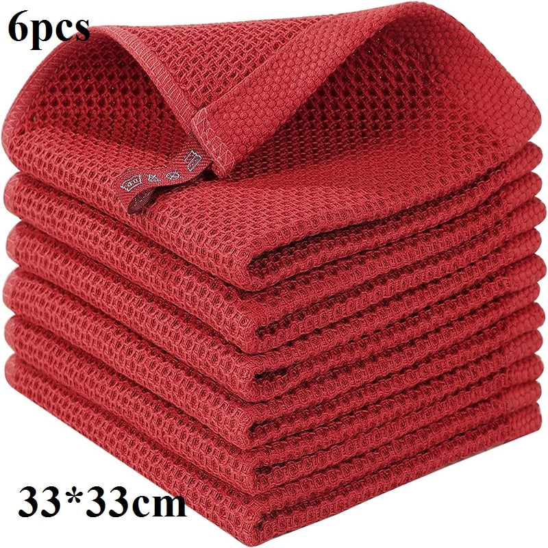 100% Cotton Dishcloth Ultra Soft Absorbent Kitchen Towel Household Cleaning Cloth Kitchen Tools Gadgets Wash Cloth