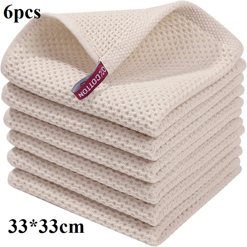 100% Cotton Dishcloth Ultra Soft Absorbent Kitchen Towel Household Cleaning Cloth Kitchen Tools Gadgets Wash Cloth