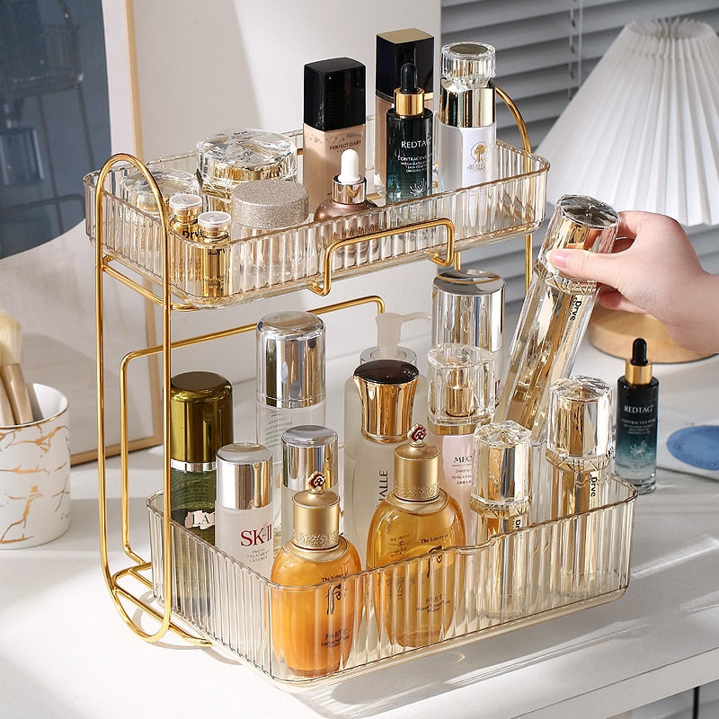 Acrylic Bathroom Storage Holder Metal Skincare Makeup Organizer Rack Cosmetic Shampoo Cabinet Shelf New Arrival